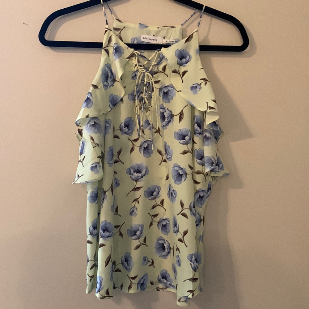 blu pepper chiffon sleeveless blouse